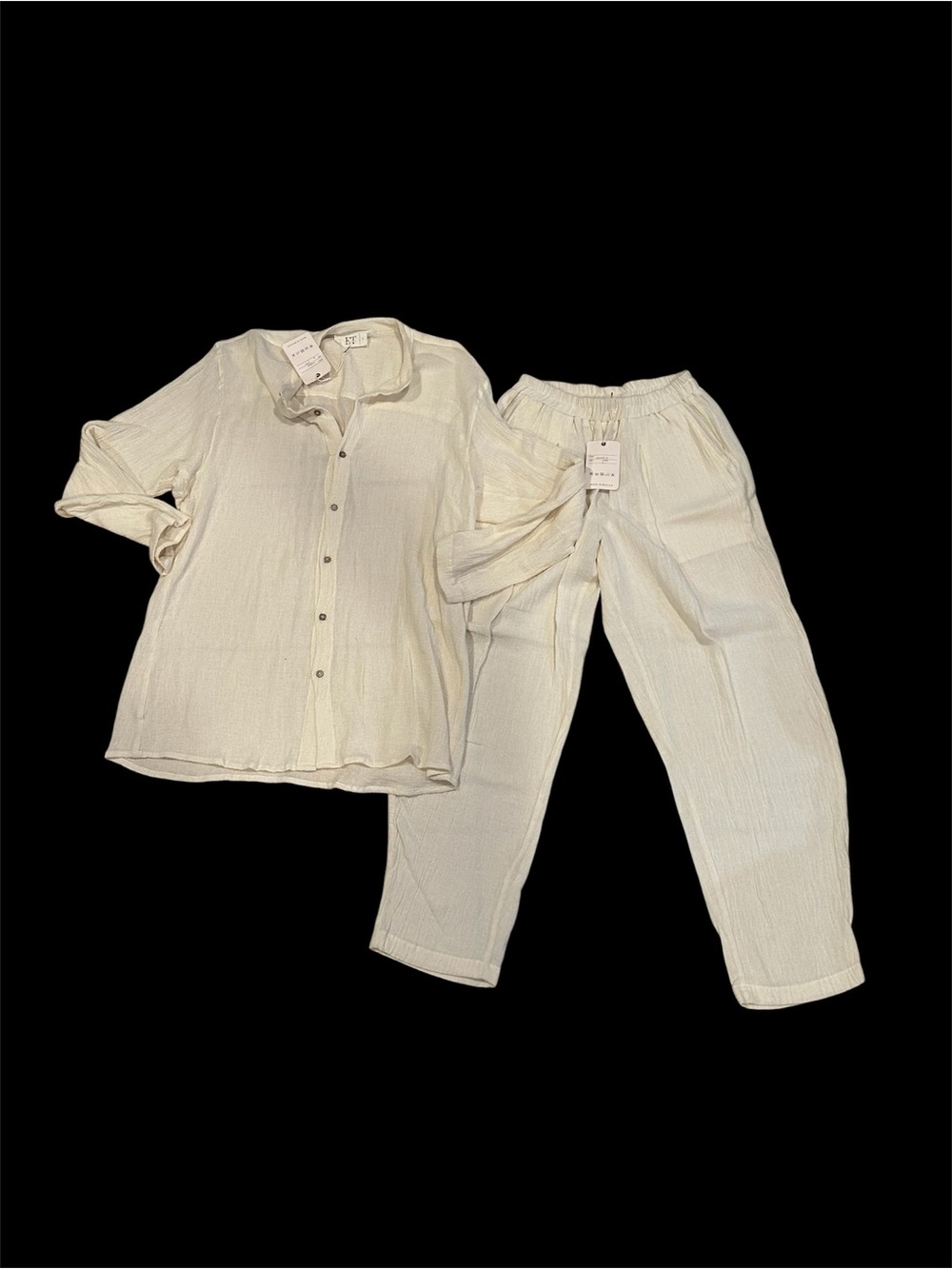 Tulum Essentials. 
lightweight, crinkled cotton gauze  set resortwear
